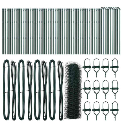 Zaun mit Pfosten Grün 0,4 x 100 m PVC-beschichteter Stahl