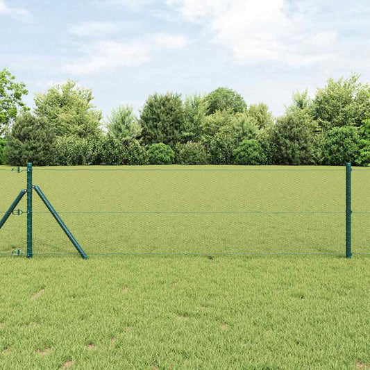 Zaun mit Pfosten Grün 0,5 x 100 m PVC-beschichteter Stahl
