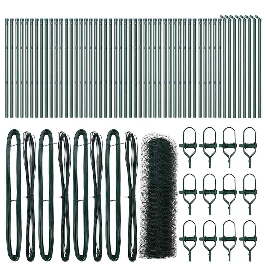 Zaun mit Pfosten Grün 0,5 x 100 m PVC-beschichteter Stahl