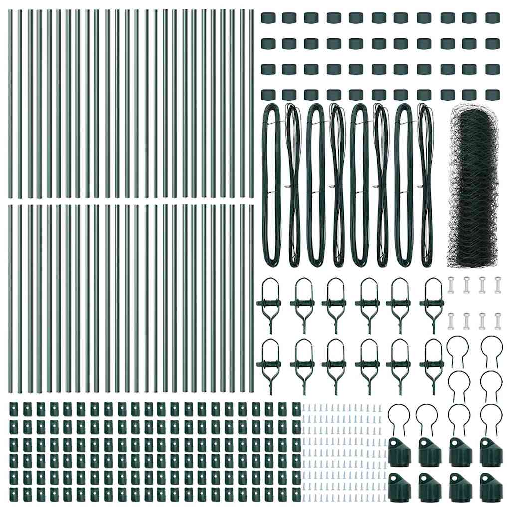 Zaun mit Pfosten Grün 0,5 x 100 m PVC-beschichteter Stahl