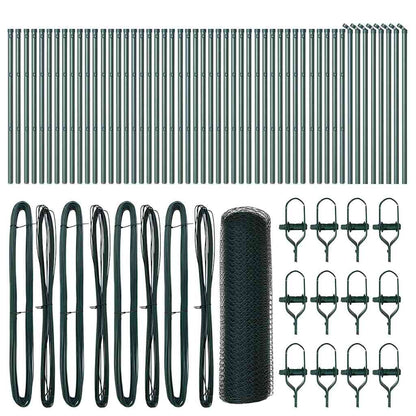 Zaun mit Pfosten Grün 0,6 x 100 m PVC-beschichteter Stahl