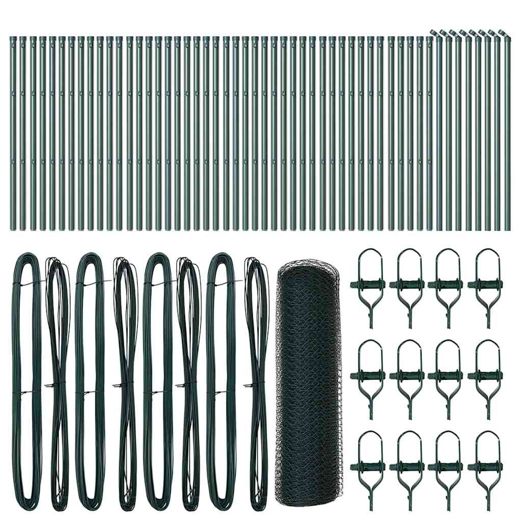 Zaun mit Pfosten Grün 0,6 x 100 m PVC-beschichteter Stahl