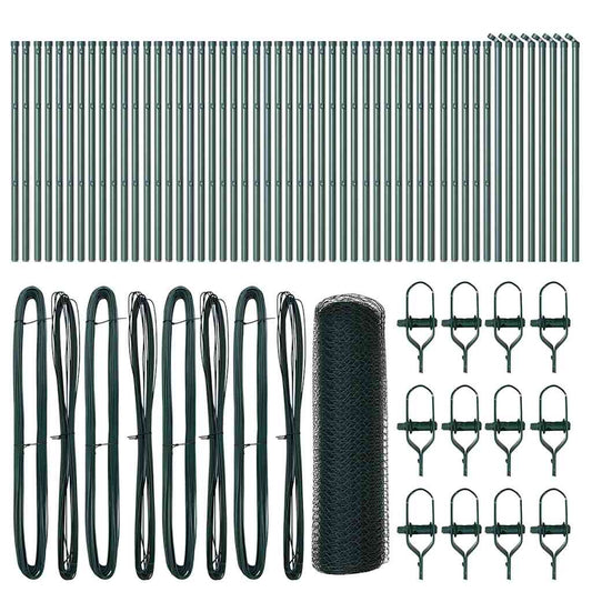 Zaun mit Pfosten Grün 0,8 x 100 m PVC-beschichteter Stahl