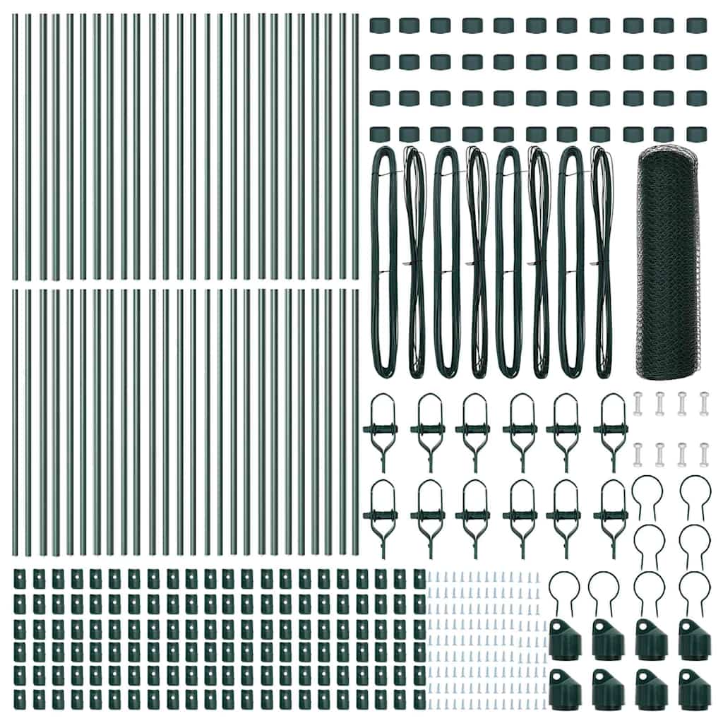 Zaun mit Pfosten Grün 0,8 x 100 m PVC-beschichteter Stahl