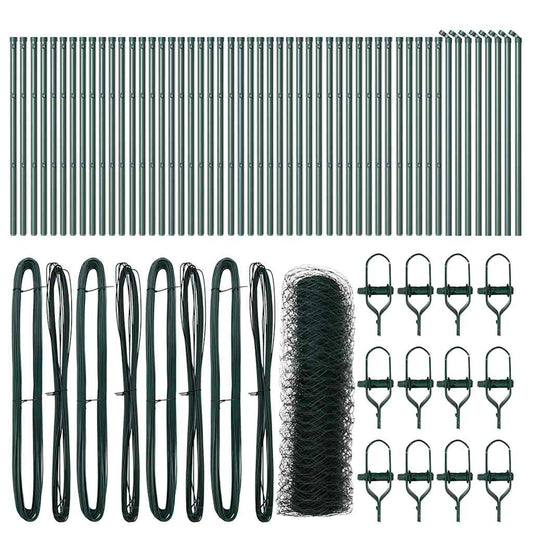 Zaun mit Pfosten Grün 0,8 x 100 m PVC-beschichteter Stahl