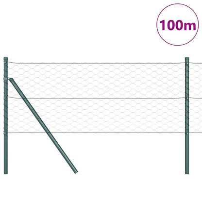 Zaun mit Pfosten Grün 0,8 x 100 m PVC-beschichteter Stahl