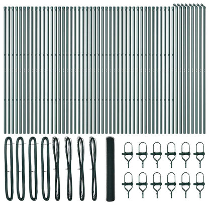 Zaun mit Pfosten Grün 1 x 100 m PVC-beschichteter Stahl