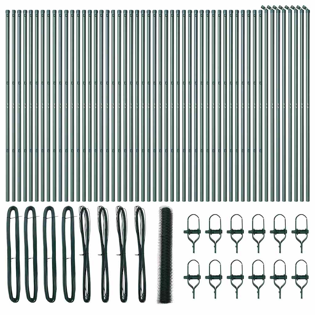 Zaun mit Pfosten Grün 1,2 x 100 m PVC-beschichteter Stahl