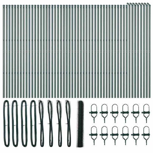 Zaun mit Pfosten Grün 1,4 x 100 m PVC-beschichteter Stahl