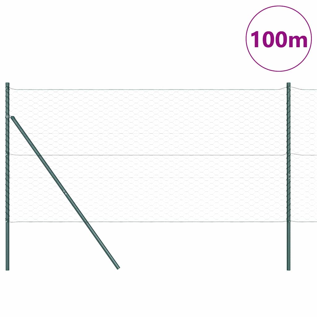 Zaun mit Pfosten Grün 1,4 x 100 m PVC-beschichteter Stahl