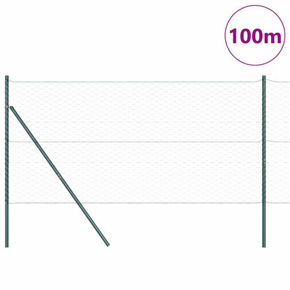 Zaun mit Pfosten Grün 1,4 x 100 m PVC-beschichteter Stahl