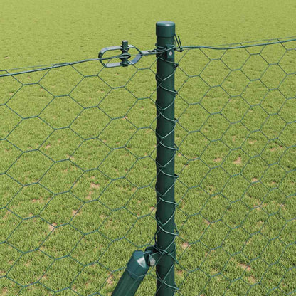 Zaun mit Pfosten Grün 1,5 x 100 m PVC-beschichteter Stahl