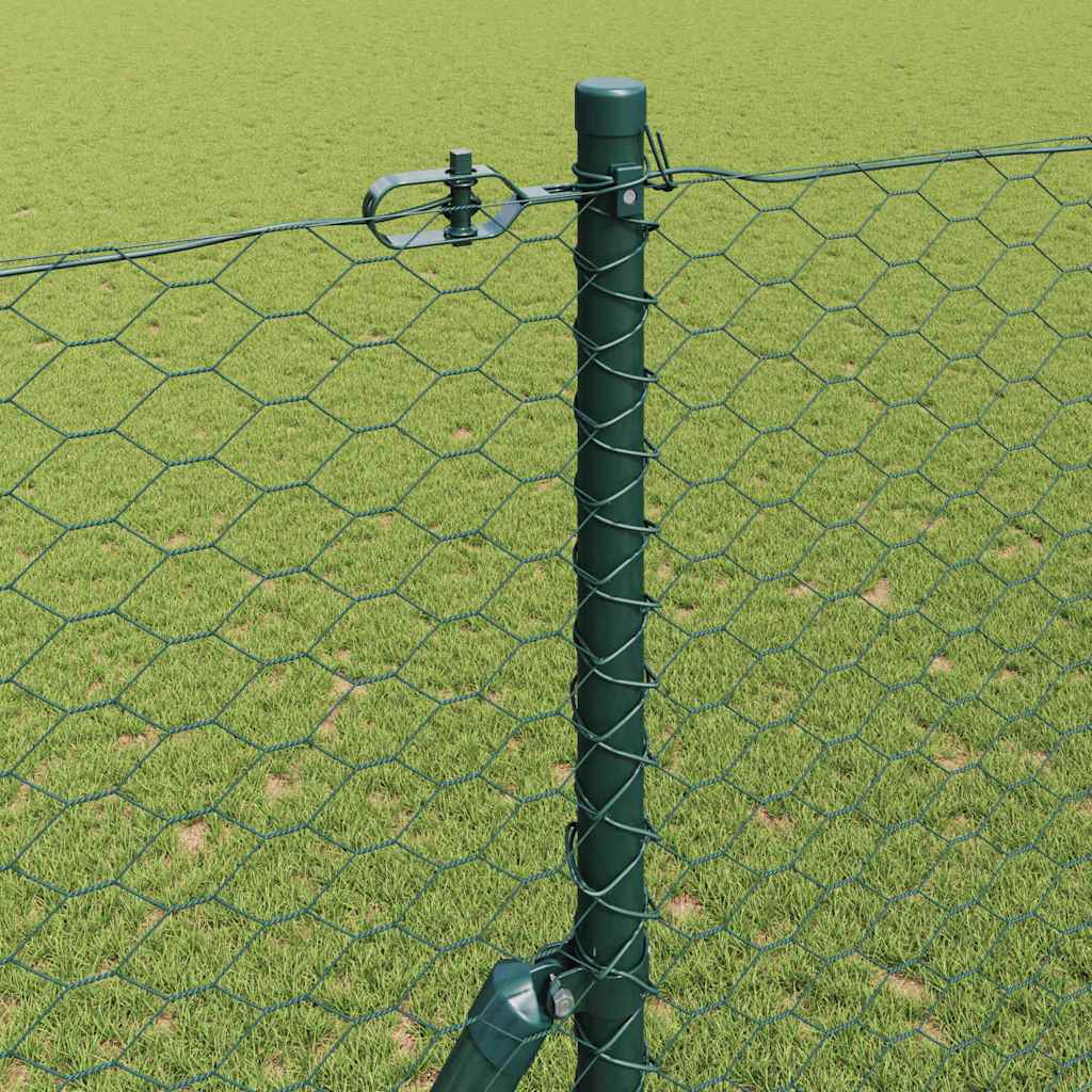 Zaun mit Pfosten Grün 1,6 x 100 m PVC-beschichteter Stahl