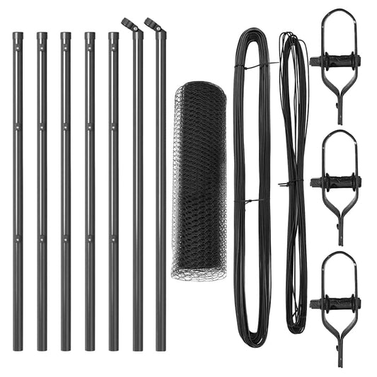 Zaun mit Pfosten Grau 0,4 x 10 m PVC-beschichteter Stahl