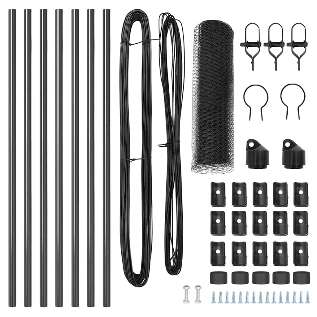 Zaun mit Pfosten Grau 0,4 x 10 m PVC-beschichteter Stahl