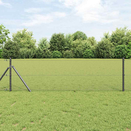 Zaun mit Pfosten Grau 0,6 x 10 m PVC-beschichteter Stahl