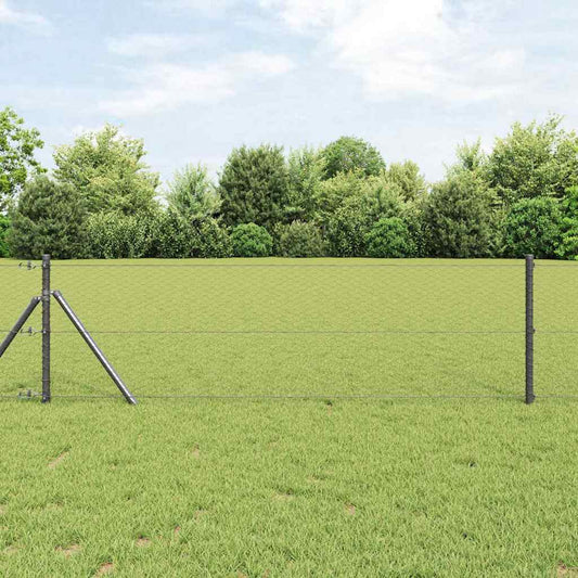 Zaun mit Pfosten Grau 0,6 x 10 m PVC-beschichteter Stahl