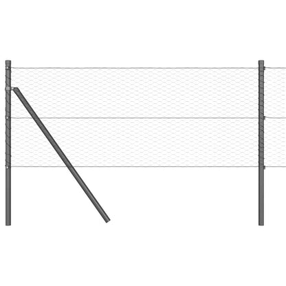 Zaun mit Pfosten Grau 0,6 x 10 m PVC-beschichteter Stahl