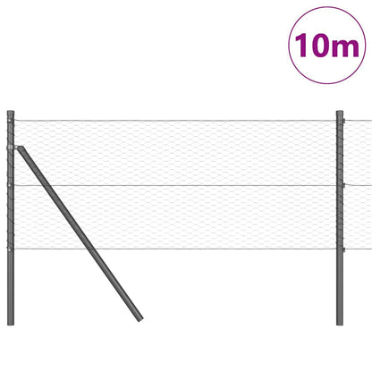 Zaun mit Pfosten Grau 0,6 x 10 m PVC-beschichteter Stahl