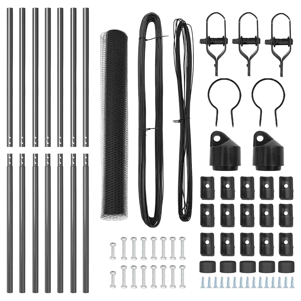 Zaun mit Pfosten Grau 1 x 10 m PVC-beschichteter Stahl