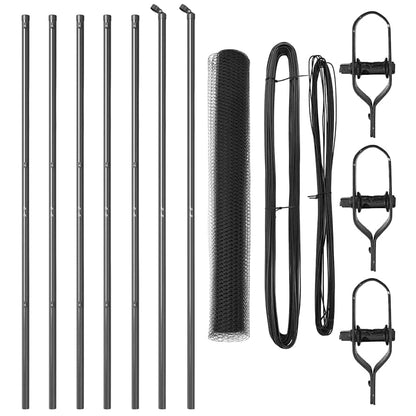 Zaun mit Pfosten Grau 1,4 x 10 m PVC-beschichteter Stahl