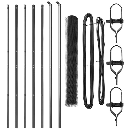 Zaun mit Pfosten Grau 1,4 x 10 m PVC-beschichteter Stahl