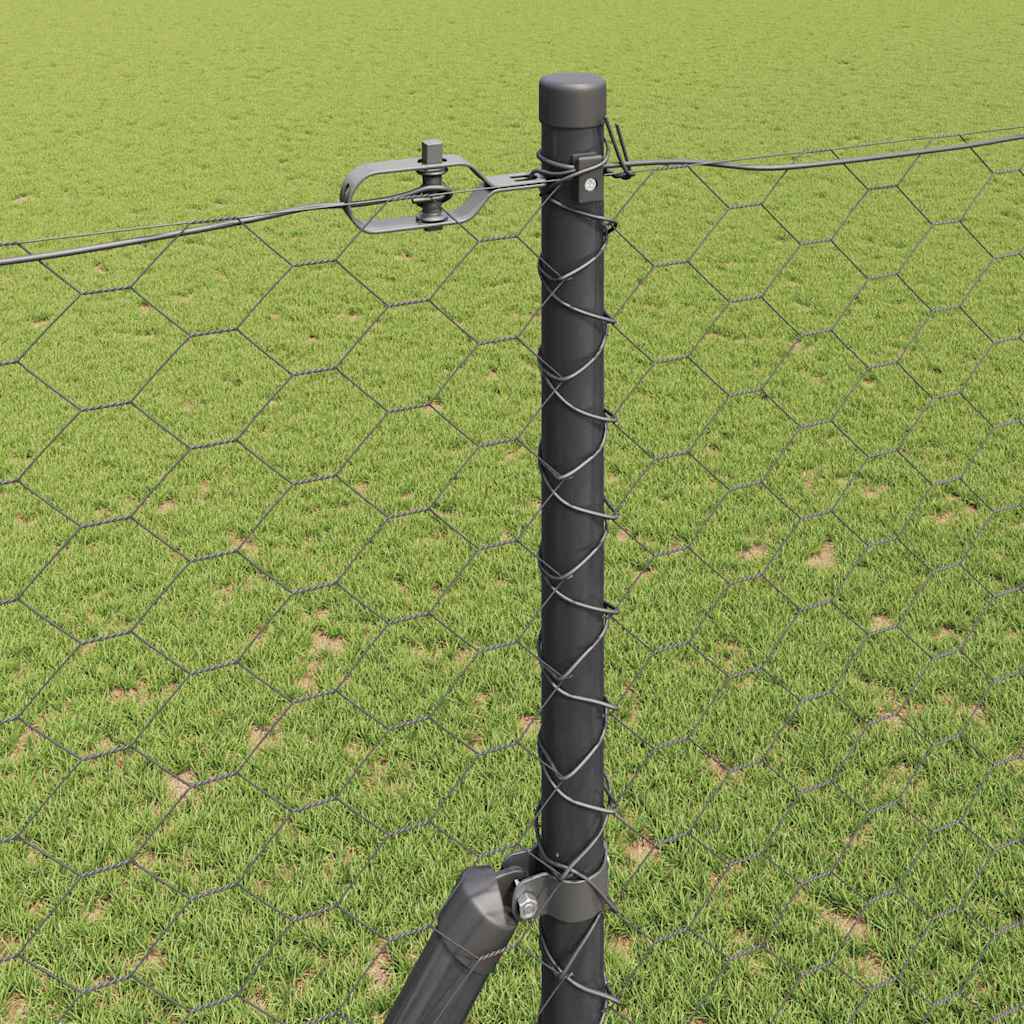 Zaun mit Pfosten Grau 1,5 x 10 m PVC-beschichteter Stahl