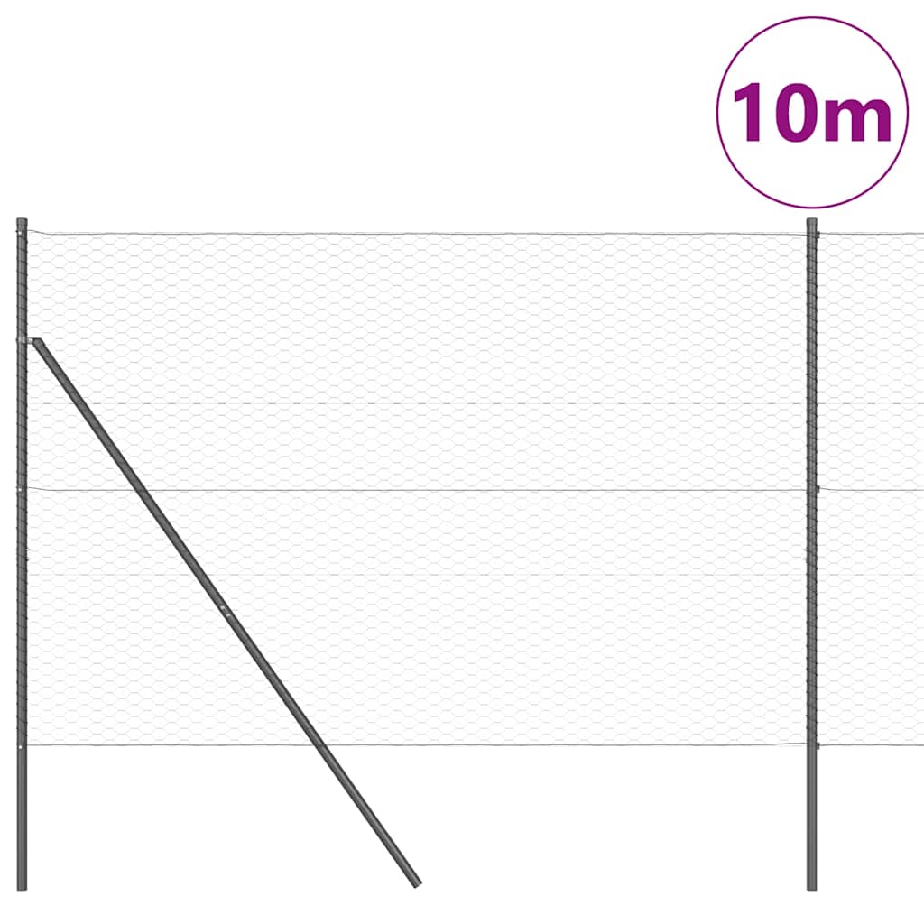 Zaun mit Pfosten Grau 1,6 x 10 m PVC-beschichteter Stahl