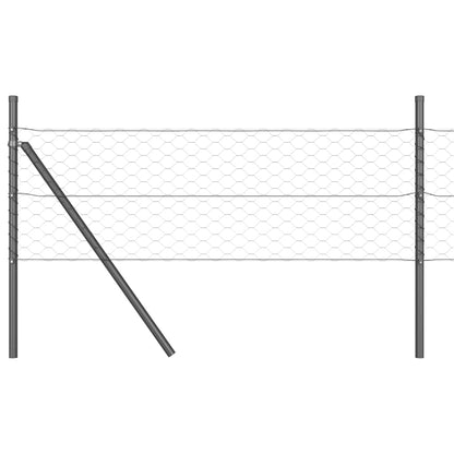 Zaun mit Pfosten Grau 0,4 x 25 m PVC-beschichteter Stahl