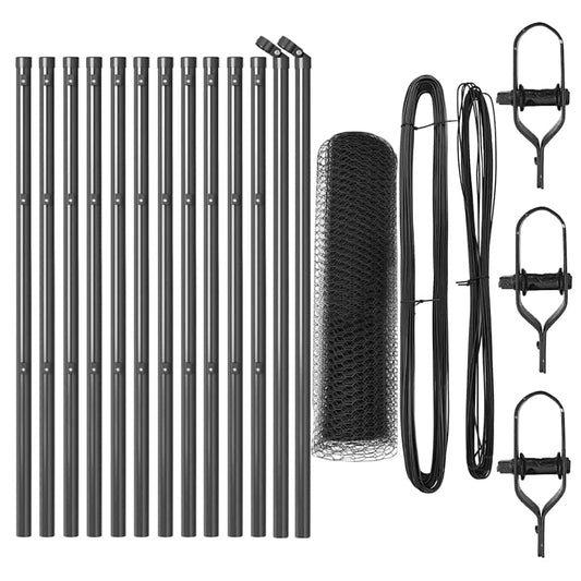 Zaun mit Pfosten Grau 0,5 x 25 m PVC-beschichteter Stahl