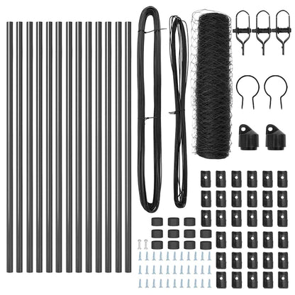 Zaun mit Pfosten Grau 0,5 x 25 m PVC-beschichteter Stahl