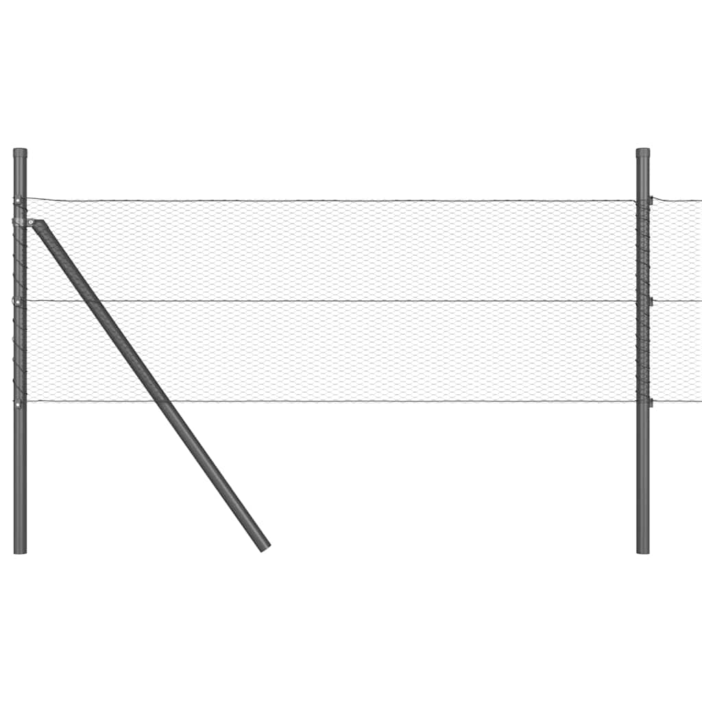 Zaun mit Pfosten Grau 0,6 x 25 m PVC-beschichteter Stahl