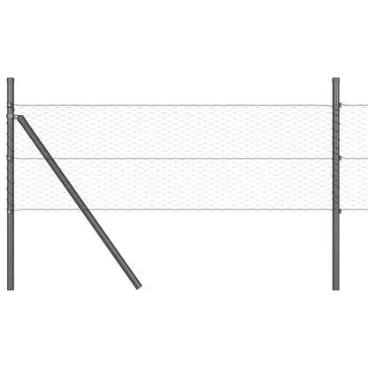 Zaun mit Pfosten Grau 0,6 x 25 m PVC-beschichteter Stahl