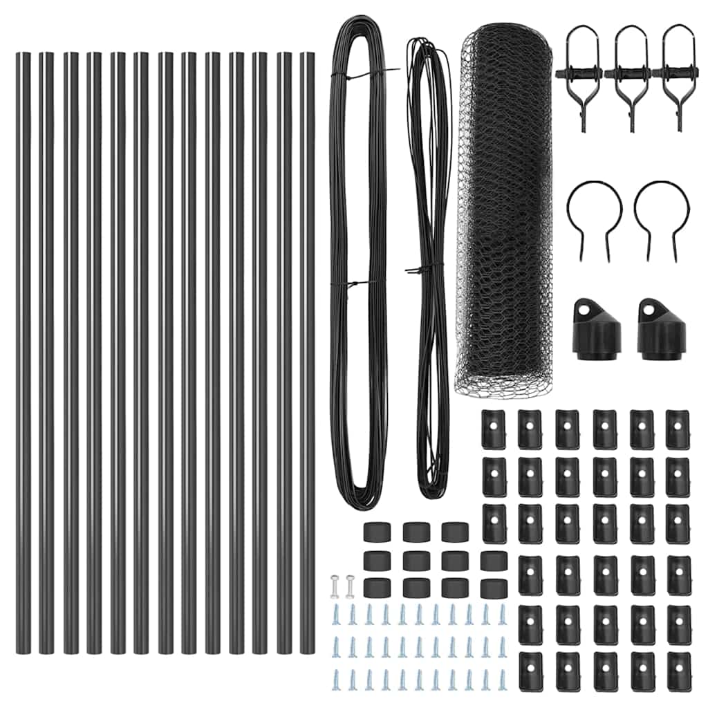 Zaun mit Pfosten Grau 0,6 x 25 m PVC-beschichteter Stahl