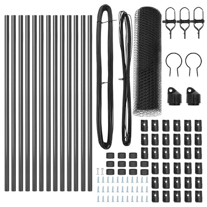 Zaun mit Pfosten Grau 0,8 x 25 m PVC-beschichteter Stahl