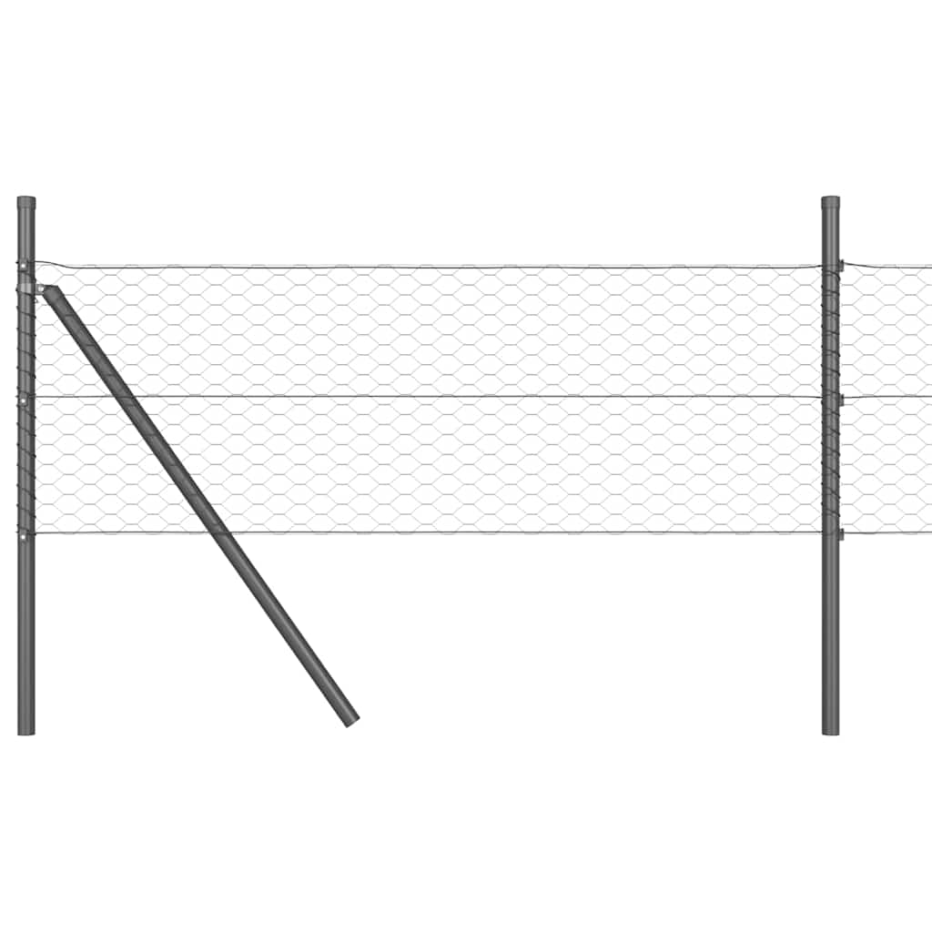 Zaun mit Pfosten Grau 0,8 x 25 m PVC-beschichteter Stahl