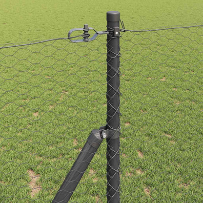 Zaun mit Pfosten Grau 1 x 25 m PVC-beschichteter Stahl