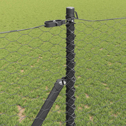 Zaun mit Pfosten Grau 1 x 25 m PVC-beschichteter Stahl