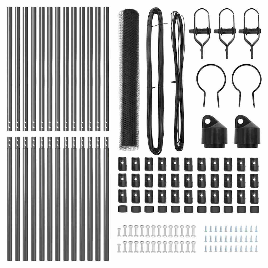 Zaun mit Pfosten Grau 1,2 x 25 m PVC-beschichteter Stahl