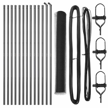 Zaun mit Pfosten Grau 1,2 x 25 m PVC-beschichteter Stahl