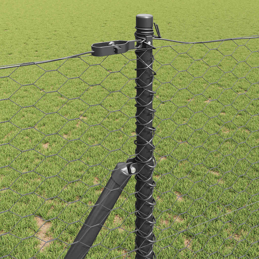 Zaun mit Pfosten Grau 1,2 x 25 m PVC-beschichteter Stahl