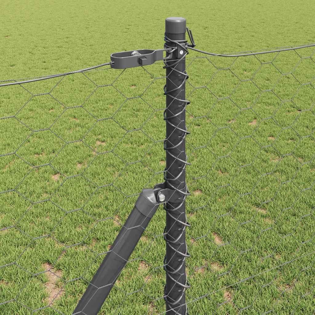 Zaun mit Pfosten Grau 1,2 x 25 m PVC-beschichteter Stahl