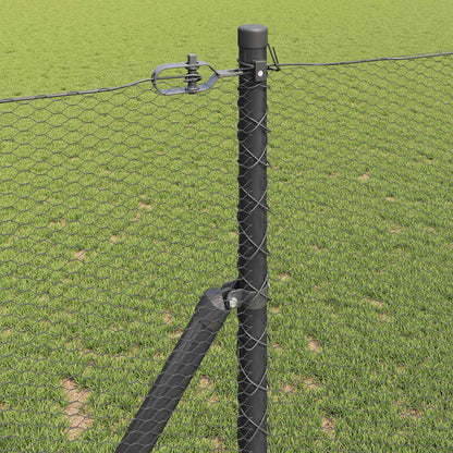 Zaun mit Pfosten Grau 1,4 x 25 m PVC-beschichteter Stahl