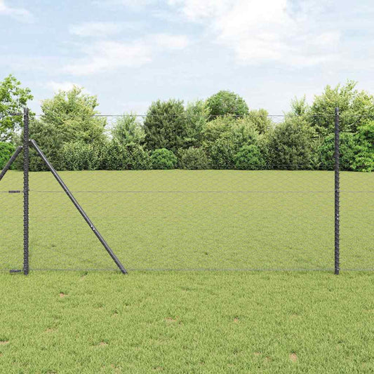 Zaun mit Pfosten Grau 1,4 x 25 m PVC-beschichteter Stahl