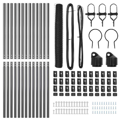 Zaun mit Pfosten Grau 1,4 x 25 m PVC-beschichteter Stahl