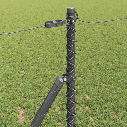 Zaun mit Pfosten Grau 1,4 x 25 m PVC-beschichteter Stahl