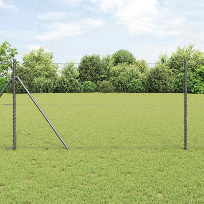Zaun mit Pfosten Grau 1,4 x 25 m PVC-beschichteter Stahl