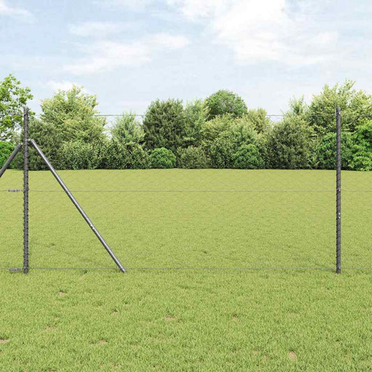 Zaun mit Pfosten Grau 1,4 x 25 m PVC-beschichteter Stahl
