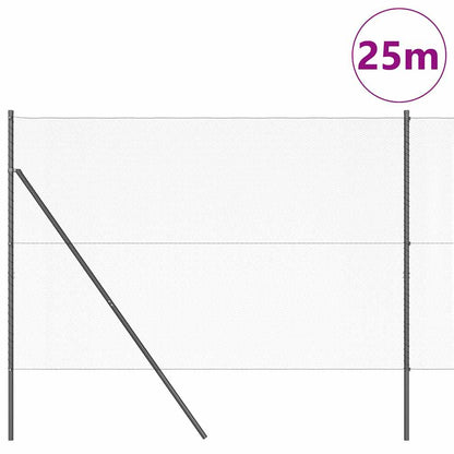 Zaun mit Pfosten Grau 1,5 x 25 m PVC-beschichteter Stahl