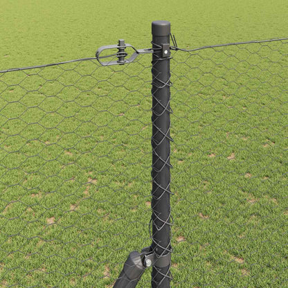 Zaun mit Pfosten Grau 1,5 x 25 m PVC-beschichteter Stahl
